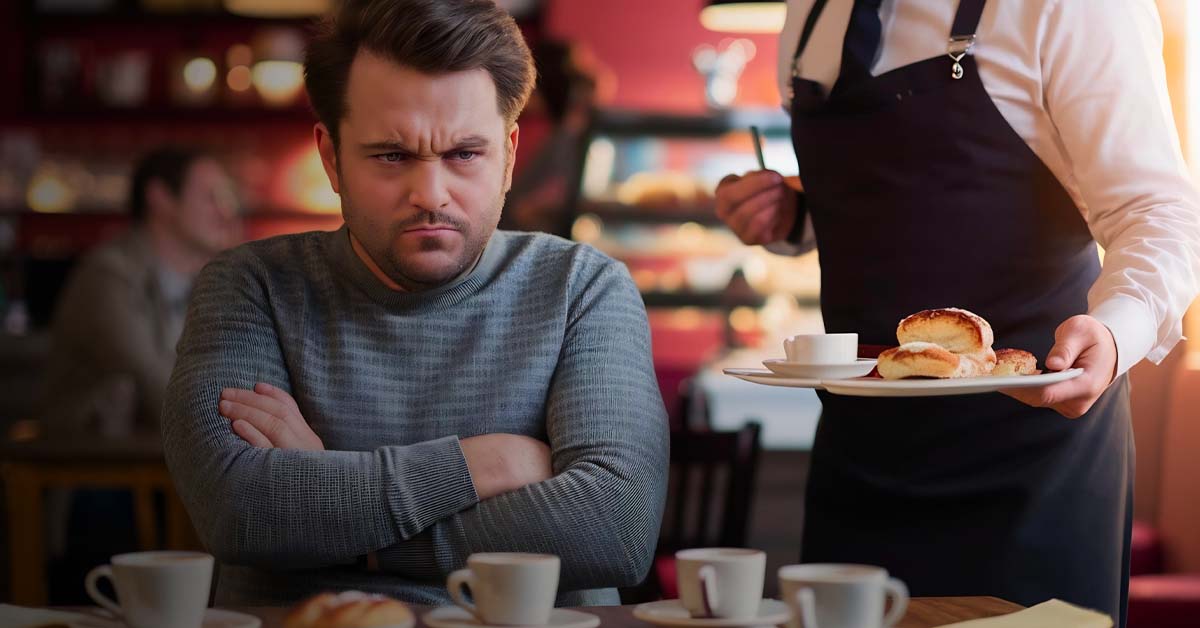 An angry customer in a restaurant